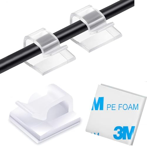 SZFUDIGO kabelhalter，50 PCS kabelhalter selbstklebend Wand kabelführung Cable Holder kabelbefestigung selbstklebend Wand Kabel wandhalterung Befestigung Wand (transparent)