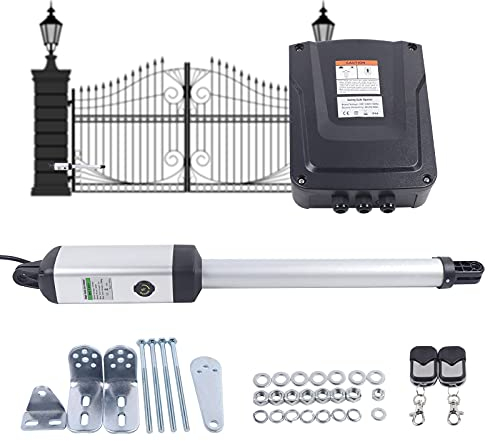 Opérateur de portail battant 300 kg 50 W avec 2 télécommandes, ouverture de portail battant pour tous les types de portes à double battant et parfait