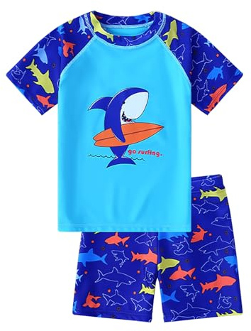 NautySaurs Maillot de bain 2 pièces pour garçon avec maillot de bain 2 pièces motif dinosaure requin