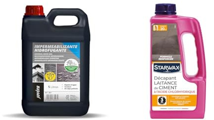 JOVIRA PINTURAS Imperméabilisant Hydrofuge à l'eau. Protection hydrofuge totale pour les façades & STARWAX - Décapant de Laitance de Ciment -Nettoie les Traces de Ciment, Rouille, Remontées Calcaires
