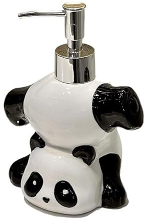 Distributeur Savon Liquide Distributeur de Savon Panda avec Pompe, pichet à Savon en Porcelaine de 370ml for Salle de Bain, Bouteille de Lotion Panda en céramique Distributeur Liquide Vaisselle