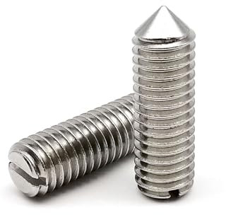 YZADSXCL 10 Stück M1,6 M2 M2,5 Länge 1,4-20 mm 304 A2-70 Edelstahl Schlitzkopf Kegelspitze Konisches Ende Kopflose Madenschraube Stellschraube(2mm,10pcs M2.5)