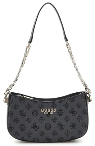 GUESS Evelune Damen-Schultertasche mit Reißverschluss, Anthrazit-Logo, Anthrazit-Logo, One Size, Zeitgenössisch