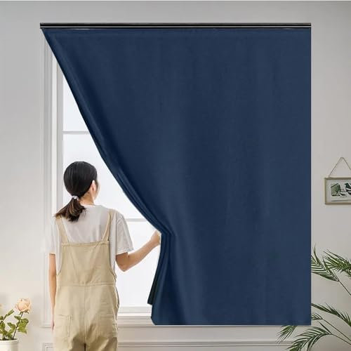 Thermorollo Hitzeschutz Dachfenster 145 x 150 cm, Verdunklungsrollo Thermo Und Hitzeschutz Ohne Bohren Rollo für Fenster, Rollo Klemmrollo, mit Klettband für Auto Reisen, Blau