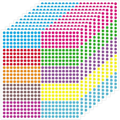Dokeno 10 Blatt Runde Punkt-Aufkleber 5500 Stück 6mm Kleine Klebrige Farbkodierung Etiketten Klebepunkte Bunt Aufkleber 10 Farben Markierungspunkte für Kalender, Planer, Kalender, Basteln