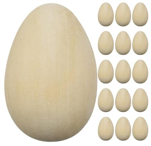 Cabilock 50 Stück Holzeier zum Bemalen - Realistische Künstliche Hühnereier aus Massivholz - Unbemalte Ostereier für Ostern Basteln, DIY Projekte & Kinderküche - Nesteier Dekoration