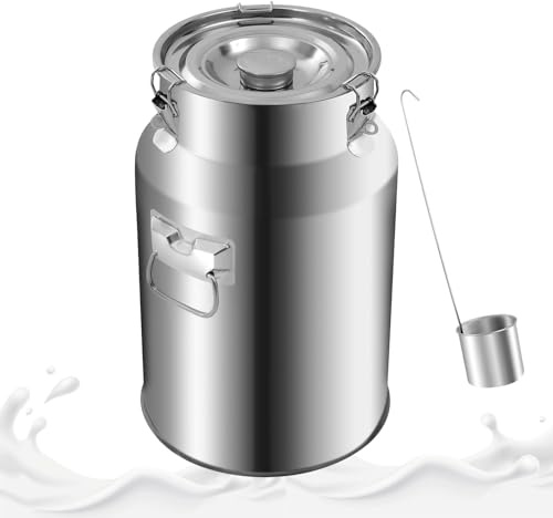OUBUBY Pichet à lait de transport en acier inoxydable de 18 l - Couvercle anti-fuite avec bouchon de serrage et joint en caoutchouc - Pour le transport ou le stockage