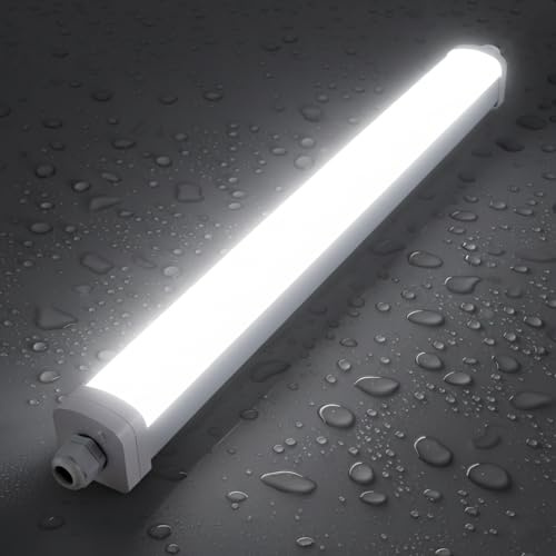 LEZOE LED Feuchtraumleuchte IP66 Wasserdicht 120CM, 30W 4200Lm (140Lm/W) Bürodeckenleuchte LED Wannenleuchte, Deckenlampe Röhre Feuchtraum für Bad Balkon Lager Keller Garage Werkstatt Küche 4000K