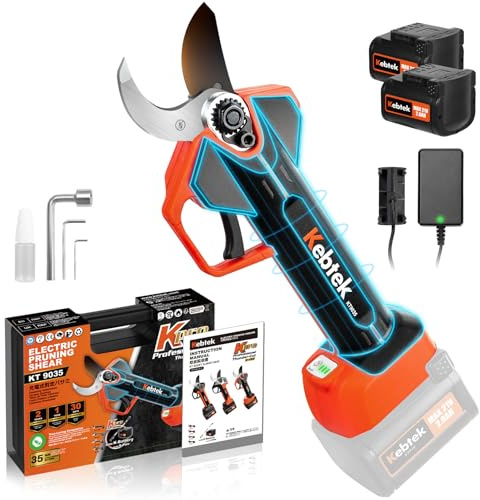 Kebtek Electric Pruning Shears, 1.4 Inch(35mm) Cordless Secateurs with 21V 4000mAh Battery Pruners Compatible with Extension Pole Professional Lightweight for Garden Tree Trimming Heavy Duty KT 9035