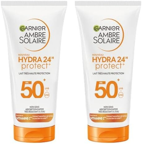 Garnier Ambre Solaire Hydra Protect 24H Lait Très Haute Protection SPF50+ 50mL (Lot de 2)