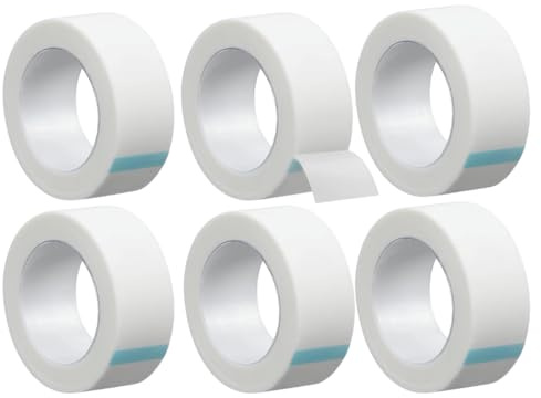 Pack of 6 Rolls Micropore Surgical Tape 1.25cm x 10m | Hypoallergenic, Tearable Medical Tape, Breathable White Skin Tape for First Aid & Tattoo Aftercare