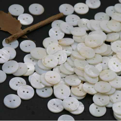 YKAFADE 30 Stück 12,5mm Natürliche Muschelknöpfe aus Perlmutt - Natürlich Schimmernde Perlmuttknöpfe Hemdknöpfe Runde Knöpfe 2-Loch Zum Nähen, Für Hemden, Anzug, Mantel, Windbreaker, Pullover