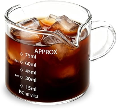 NLnnmuzh 75ml Small Measuring Cup,Espresso Shot Glass for Coffee(1) | espresso extraction,latte art pouring,syrup blending,small portion baking liquid measuring,mixing dressings