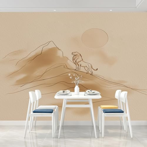 Generisch Gemaltes Tier Löwe Gelb Tapete Vliestapetenkleister 350x256cm (B x H) Wandtapete Tapeten Vliestapete Möbelfolie Sonnenuntergang Über Den Bergen Tapete für Schlafzimmer Schränke Küchentapete