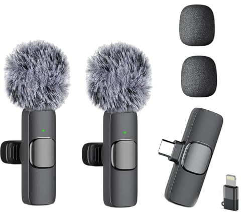 Wireless Lavalier Microphone Mini Mic for iPhone iPad, Android Phone | Cordless Mic with Noise Reduction, Plug-and-Play Lapel Microphone for YouTube, TikTok, Vlogging & Interviews