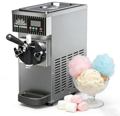 Máquina de Helado Soft De Mostrador, Panel Táctil LCD con Tecnología Dual Overrunning, Función de Auto Limpieza, Tolva de 2,5L y Cilindro Congelador de 1L, Fabricador de Helado(Gray)