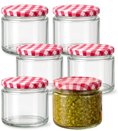 Generico Set 6/12 Vasetti in Vetro 250 ml con Tappo Ermetico – Barattoli per Marmellata, Pesto, Miele e Conserve – Contenitori Cucina in Vetro Lavabili in Lavastoviglie – Ideali per Dispensa (6)