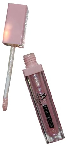 Labial Gloss Luz Led y Espejo Incorporado Glitter Vitamina E Aceite Jojoba Para Oscuridad Coche Disco