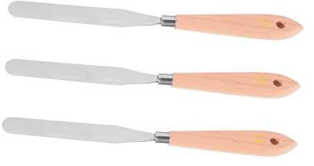TEHAUX 3 Pezzi Coltello in Legno Pittura a Manico per in Inossidabile e Flessibile Versatile per Artisti Professionisti e Hobbisti Gouache