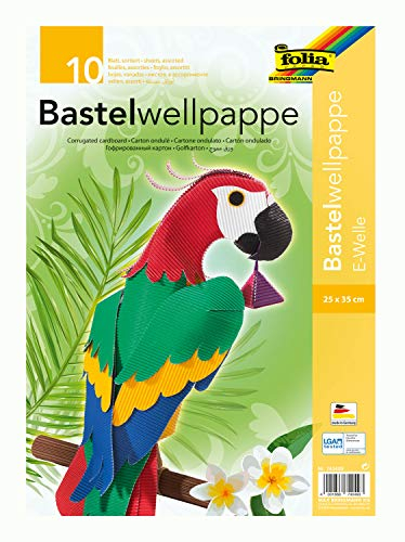 IDENA Folia 740.409 - Ondulato Cartone 25 x 35 cm, 10 Fogli, Colori Assortiti