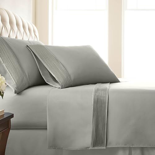 Southshore Fine Living, Inc. King Bed Sheets 4-Piece Set | 21 Extra Deep Pocket with 2 Pillowcases | Hotel Luxury Quality | Easy Care, Wrinkle-Free Bedsheet | Microfiber Bedsheets | Steel Grey