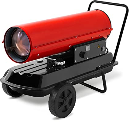 EBERTH Canon de chaleur direct 20 kW, soufflerie de chauffage diesel/fioul, débit d'air 450 m³/h, réservoir de 19 L, indicateur de niveau, protection contre la surchauffe, sécurité de flamme, roues