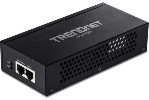 TRENDnet, TPE-215GI, 2,5G PoE+ Injektor, PoE (15,4 W) oder PoE+ (30 W), wandelt einen Nicht-PoE-Port in einen PoE+ 2,5G-Port um, Schwarz