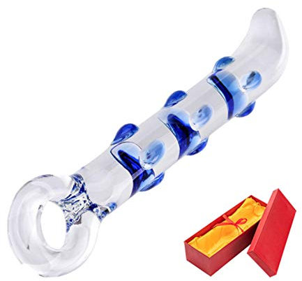 Bwer Godes en Verre de Cristal de Loup Noir Masturbateur gode réaliste pénis Grand g-Spot Anal godemichet Anal Jouets sexuels pour Adultes, E avec boîte