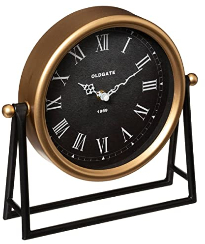 Atmosphera Luca - Reloj de Mesa de Metal - Negro y Dorado 26 x 26 cm