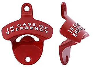 Décapsuleur rouge | Fixation murale | en cas d'urgence | Accessoire de bar Man Cave | de la collection Dapper Chap par CGB Giftware | GB05850