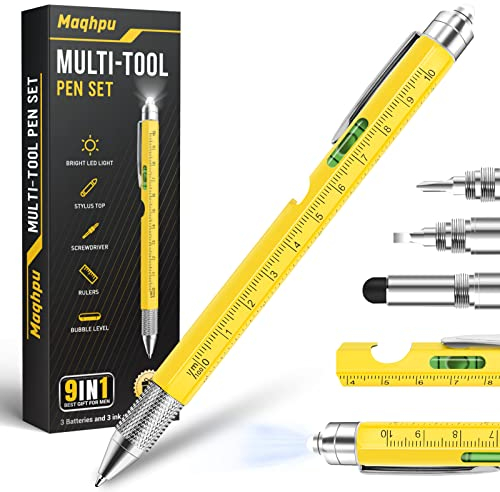 Maqhpu Regalo Uomo, Idee Regalo Uomo Natale, Penna Regalo Multifunzione 9 in 1, Regali Natale Originali, Gadget Regalo uomo Originale Utile, Regali di Natale per Lui/Papà