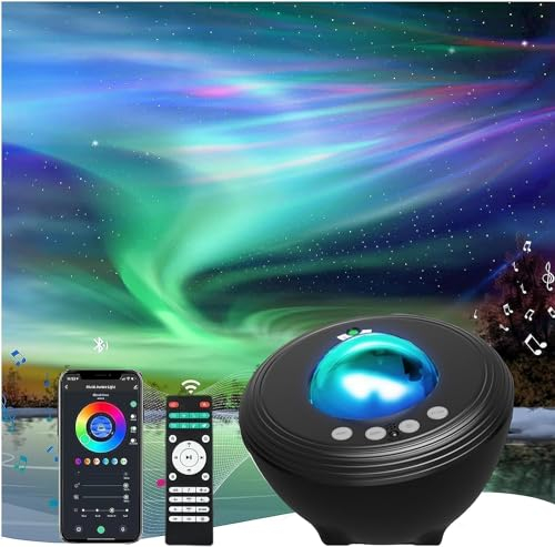 YunLone Galaxy Projector Star Lights Projector for Bedroom with 33 Lighting, Aurora Projector with Bluetooth 5.0 Speaker, Smart APP, 8 White Noises Night Light with IR Remote, Timer for Kids Adults