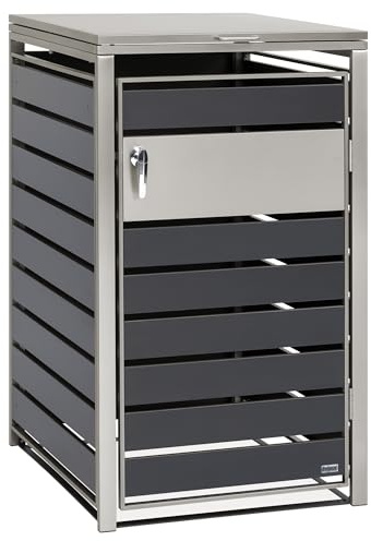 Zelsius Mülltonnenbox 1 Tonne | (B) 68 x (T) 80 x (H) 116,5 cm | Anthrazit | inkl. Erweiterungsmöglichkeit | Mülltonnenverkleidung, Mülltonnenbox 1er, Müllbox, Müllhaus