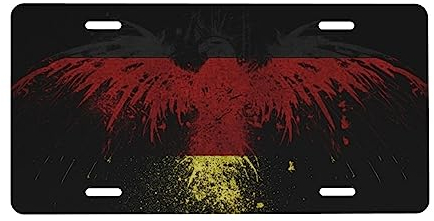 Nummernschild mit Deutschland-Flagge, Adler-Druck, extra dickes Aluminium-Kennzeichen für dekoratives Nummernschild, 15 x 30 cm