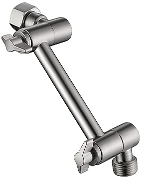 Senhozi Verstellbare Duscharm-Verlängerung, gebürstetes Nickel, 10,2 cm, Duschkopf-Verlängerungsarm zum Absenken oder Anheben von Regen oder Handbrause auf Ihre Höhe und Winkel, SE003BN