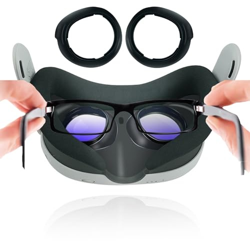 NUHFUFA 1 Set Glasses Spacer Compatible with Quest 3, VR Lens Protective Frames LDPE Anti-Scratch Ring with Storage Box Protect VR Headset Glasses for Quest 3 Lens Protector Accessories