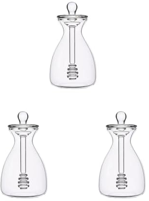 Adoorniequea Juego de 3 tarros de miel transparentes para bodas, fiestas, jarabes, oficina