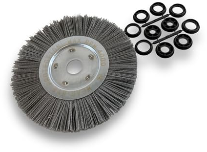 Lot de 10 brosses circulaires NYLON Abrasif | Ø 250 mm | Epaisseur 1 rang | Carbure de silicium Grain 80 | Alésage 32 mm + réducteur bague 25/22/20/16/12 mm | Touret ponceuse | Kibros 211251KR_80x10