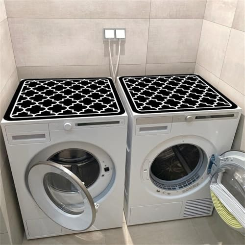 Highdi Housse de Protection pour Machine à Laver Top, Treillis Simple Coussin de Machine à Laver Antidérapant Housse de Machine à Laver pour Machine à Laver Ou Sèche-Linge (Noir,50x60cm)