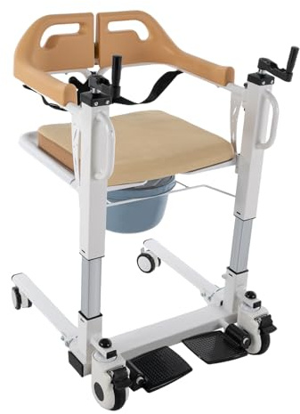 Toilettenstuhl, Badezimmerrollstühle mit Rollen, 40-60cm Höhenverstellbar, Max. 100kg, für Transferstuhl, Duschstuhl, Toilettenstuhl und Spaziergänger