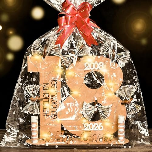 kiimiipa 18 Geburtstag Mann Frau,Geschenk 18 Geburtstag Mann,Geschenke zum 18 Geburtstag Frau,Geldgeschenke Holz-Schild Gästebuch,18 Geburtstag deko,Jubiläum Gedenken Kreatives Geld Geschenk (18)