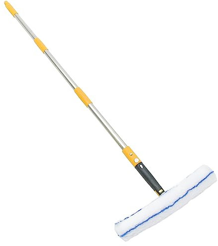 BEBEMOKO Extendable Squeegee Window Cleaner Pole Double Sided Window Wiper Sponge Mirror Washing for Car Sliding Door Shower Glass Door
