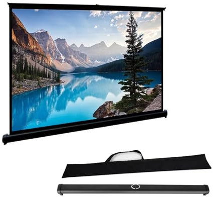 Hoiweqr Ecran De Projection Portable 30 Pouces 40 Pouces 50 Pouces, 4:3/16:9 Ecran De Projection sur Pied, Écran De Projection De Bureau Portable, Léger/rétractable for Cinéma Maison(16:9,30in)