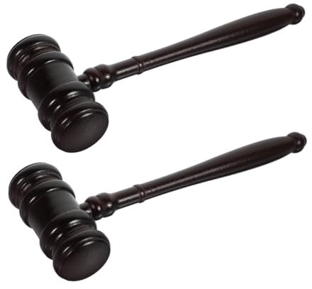 KONTONTY 2pcs Wooden Hammers Solid Wood Hammer Auction Tools Judge Gavel Toy Toy for Courtroom Cosplay Party Favors