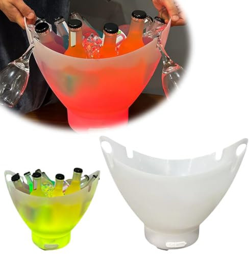 14.6” LED Bluetooth Ice Bucket with Speaker – Multi-Color Light Up Ice Buckets for Parties, Bars, Poolside | 5L Plastic Drink Chiller with Wireless Music & 10-Hour Battery