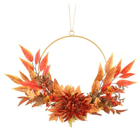 Vaguelly 1pc Artificial Autumn Chrysanthemum Wreath Front Door Outdoor Decoration