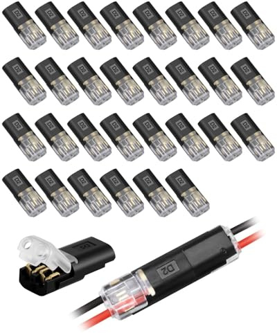 unillea 30 connettori per cavi a 2 poli, connettori per cavi impermeabili e resistenti al calore, 18-24 AWG, adatti per auto, camion, kayak e barche