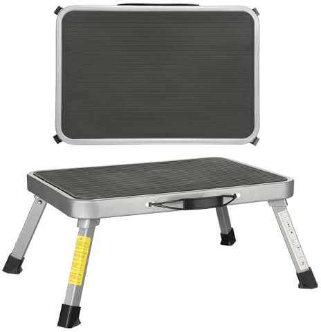 Wohnwagen Trittstufe klappbar – Tritthocker Stahl bis 150 kg – Rutschfester Camping Klapptritt mit Gummifüßen – Trittleiter für Wohnmobil, Caravan, Küche – EN14183 Zertifiziert
