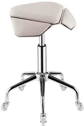 Generisch Sattelhocker, Ergonomischer Hocker Mit Rädern, Rollender Sattelstuhl, Trapezförmiger Sitz Und Verstellbare Höhe for Home Office Salon Shop(White)