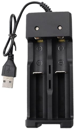 Caricabatterie a batteria, 18650/26650/21700/14500/16340 Prevenire i caricabatterie sovraccarichi con doppio slot per 3, 7 V/3, 6 V di litio ion ion Icr Ni-MH/NI-CD AA Triple-A Triple-
